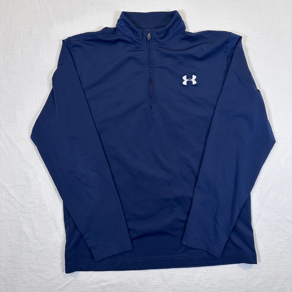 Under Armour Mens ColdGear Quarter Zip Pullover Navy Blue Long Sleeve Top XL